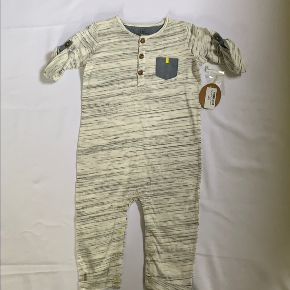 Egg button front onesie